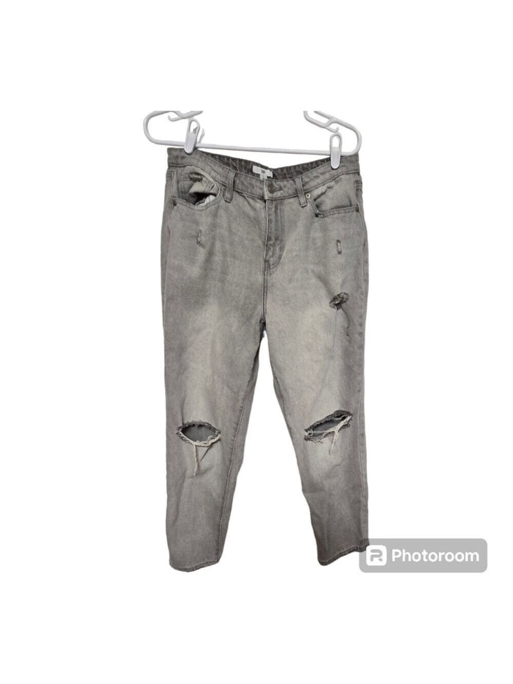 BP Distressed Gray Jeans High Rise Straight Leg Size 31